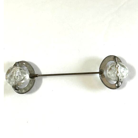 Vintage Double Ended Hat Stick Pin Faceted Clear Glass Beads and Rhinestones - Picture 2 of 6